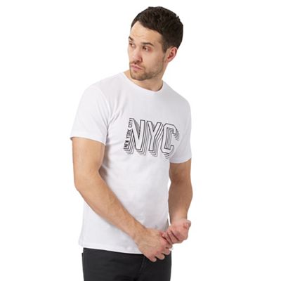 White 'New York City' print t-shirt